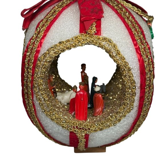 VTG MCM 1950s Diorama Nativity Christmas Styrofoam Ball 3D Jumbo Decor - Picture 5 of 16